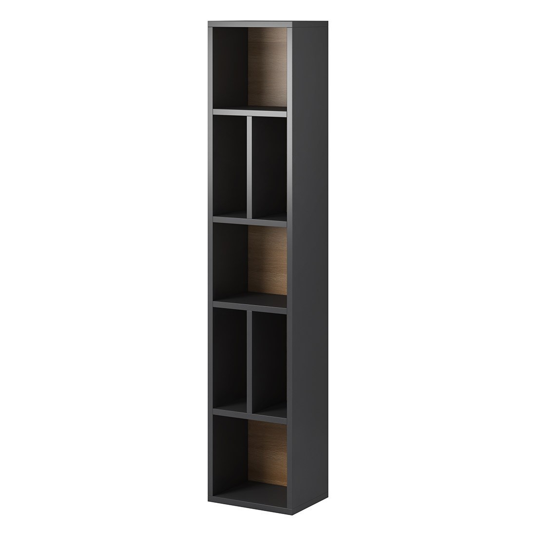 foto del prodotto meublorama libreria sospesa 160x32cm collezione ohio. colore grigio antracite e rovere.