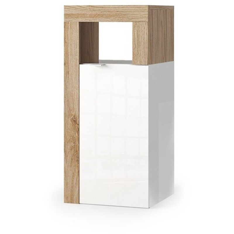 foto del prodotto meublorama mobile da bagno bura 1 porta bianco lucido laccato e rovere chiaro design moderno