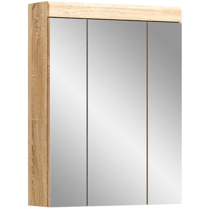 foto del prodotto meublorama mobile da contenere con specchio ridley bianco e rovere chiaro