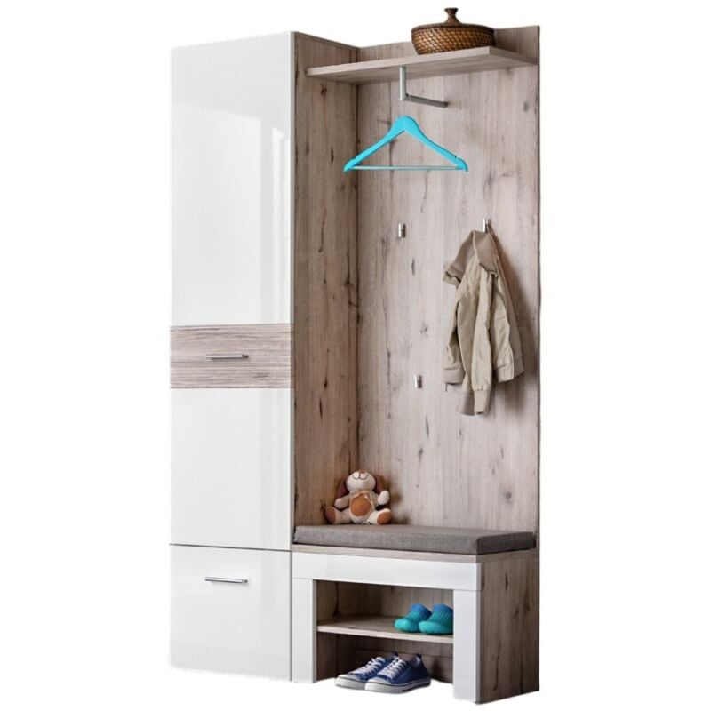 foto del prodotto meublorama mobile da ingresso di design per il tuo ingresso collezione onyx 1 colori rovere e bianco