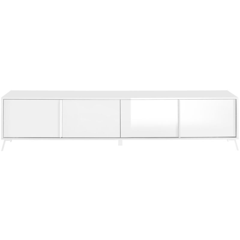 foto del prodotto meublorama mobile porta tv sky a 4 ante. colore bianco lucido, ideale per un soggiorno moderno.