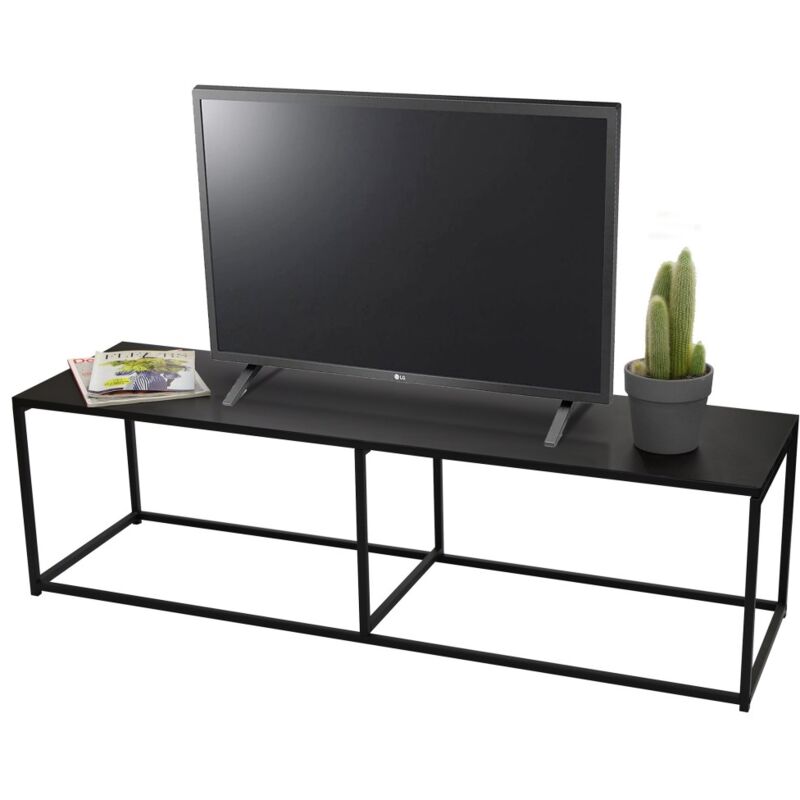 foto del prodotto meublorama mobile porta tv stile industriale collezione soho colore nero, dimensioni 140x40xh40 cm