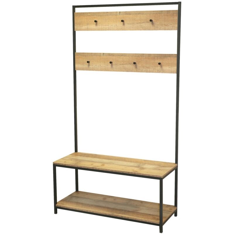 foto del prodotto meublorama mobile portattutto con 2 ripiani porta scarpe 100x39xh180 cm collezione oaklander