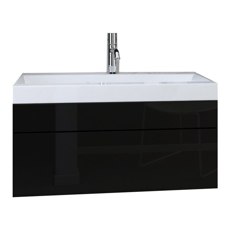foto del prodotto meublorama mobile sottolavabo 80cm sospeso collezione raven, colore nero opaco e lucido, ideale per un bagno di design.