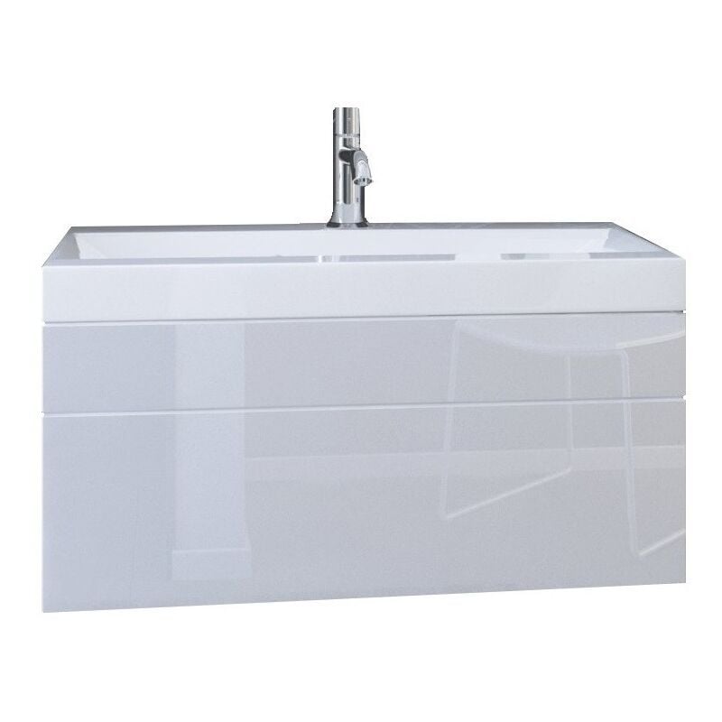 foto del prodotto meublorama mobile sottolavabo sospeso 80cm collezione raven, colore bianco opaco e lucido, ideale per un bagno di design