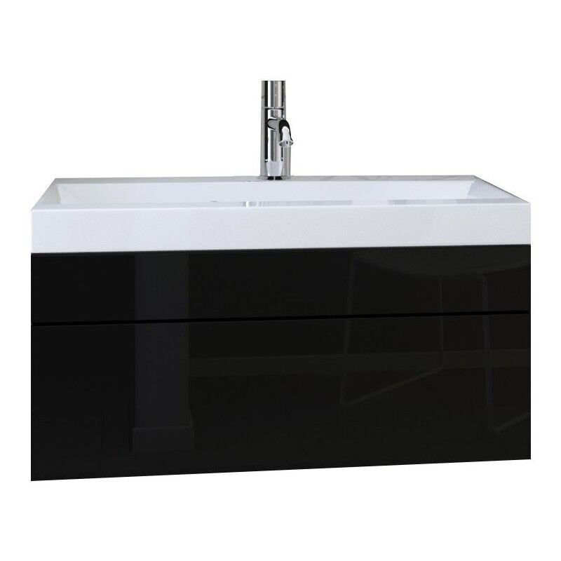 foto del prodotto meublorama mobile sottolavabo sospeso collezione raven, colore nero opaco e nero lucido, ideale per un bagno di design.