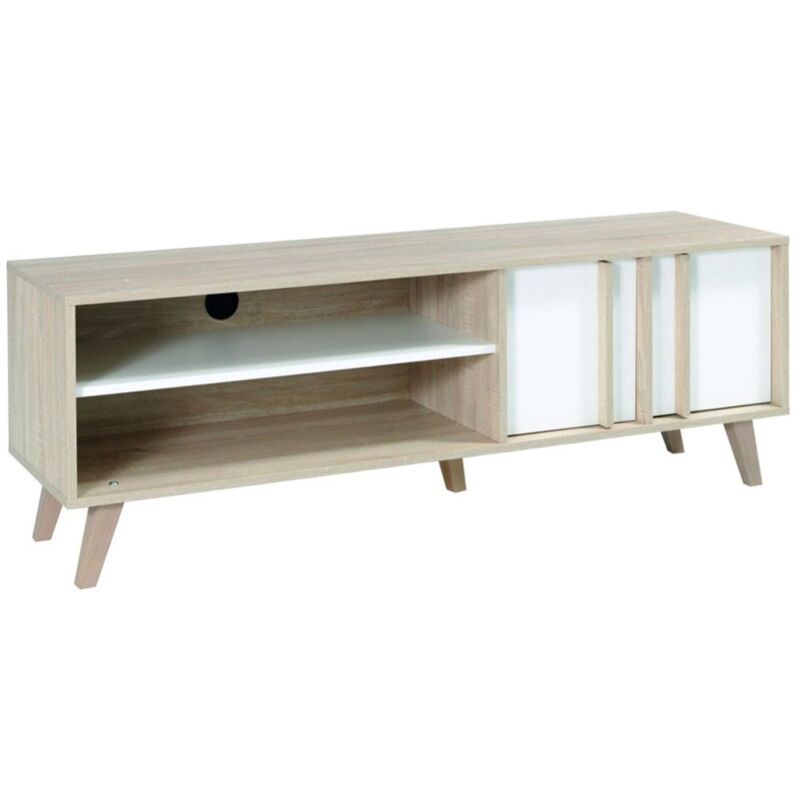 foto del prodotto meublorama mobile tv malmo 150 cm colori rovere chiaro e bianco