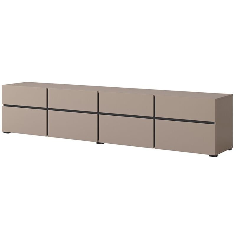 foto del prodotto meublorama mobile tv xl colore beige e nero 225cm collezione havana. mobile design con 4 porte e 4 cassetti.