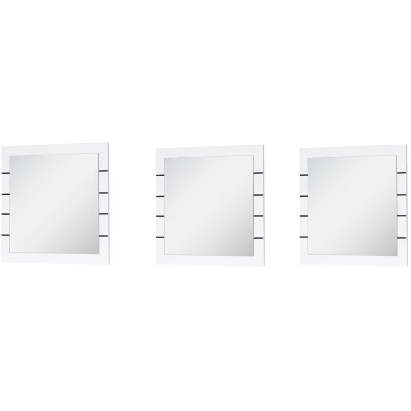foto del prodotto meublorama set di 3 specchi quadrati lina bianco e nero lucido 60 cm