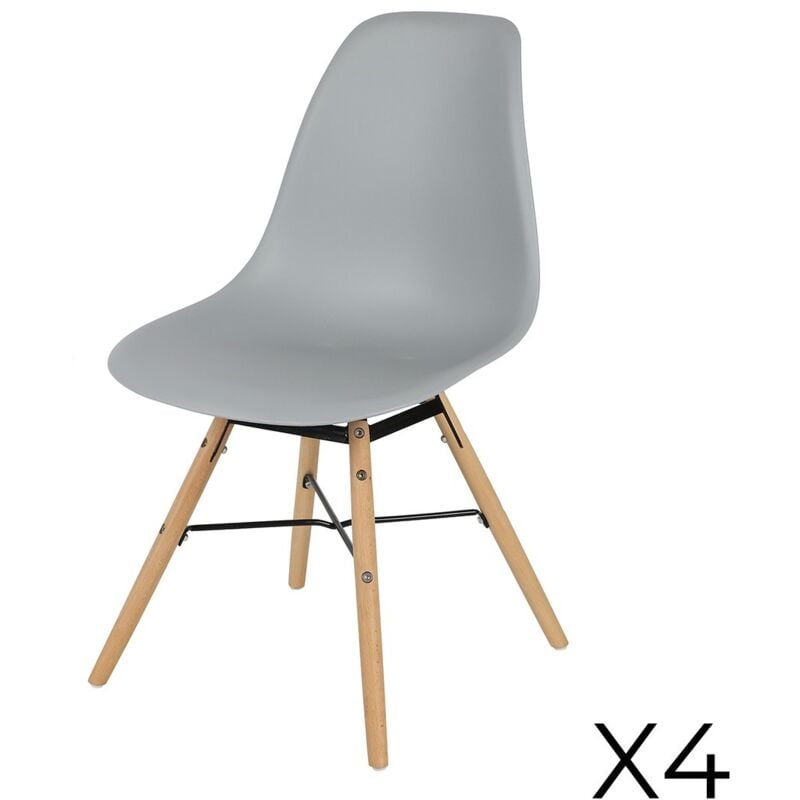 foto del prodotto meublorama set di 4 sedie grigio chiaro con struttura in metallo nero e gambe in legno 45,5x52xh42 81 cm collezione jenkins