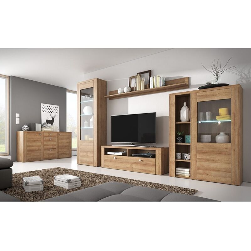 foto del prodotto meublorama set di 5 mobili da salotto collezione santiago. colore rovere.