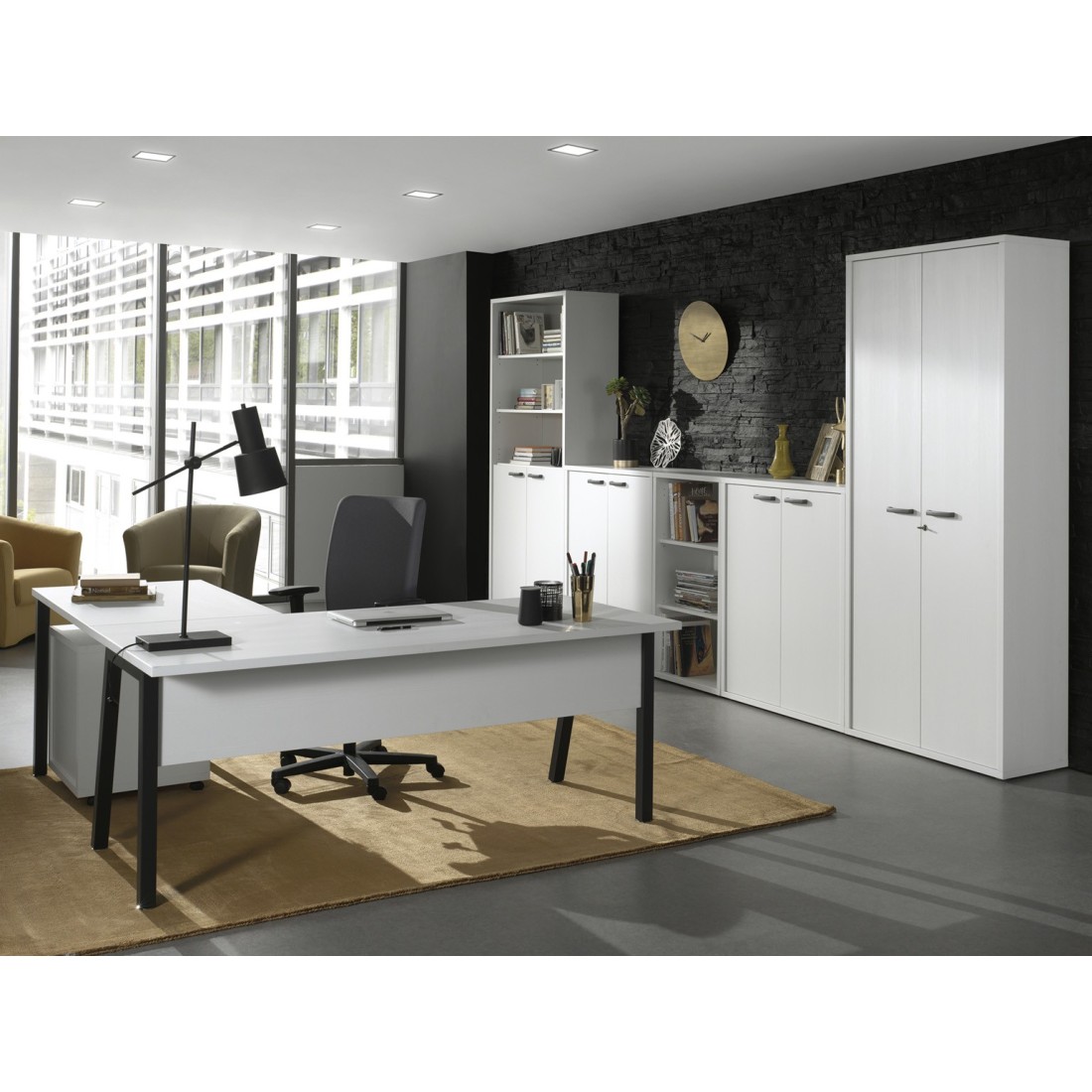 foto del prodotto meublorama set di 8 mobili da ufficio professionale colore bianco collezione soon