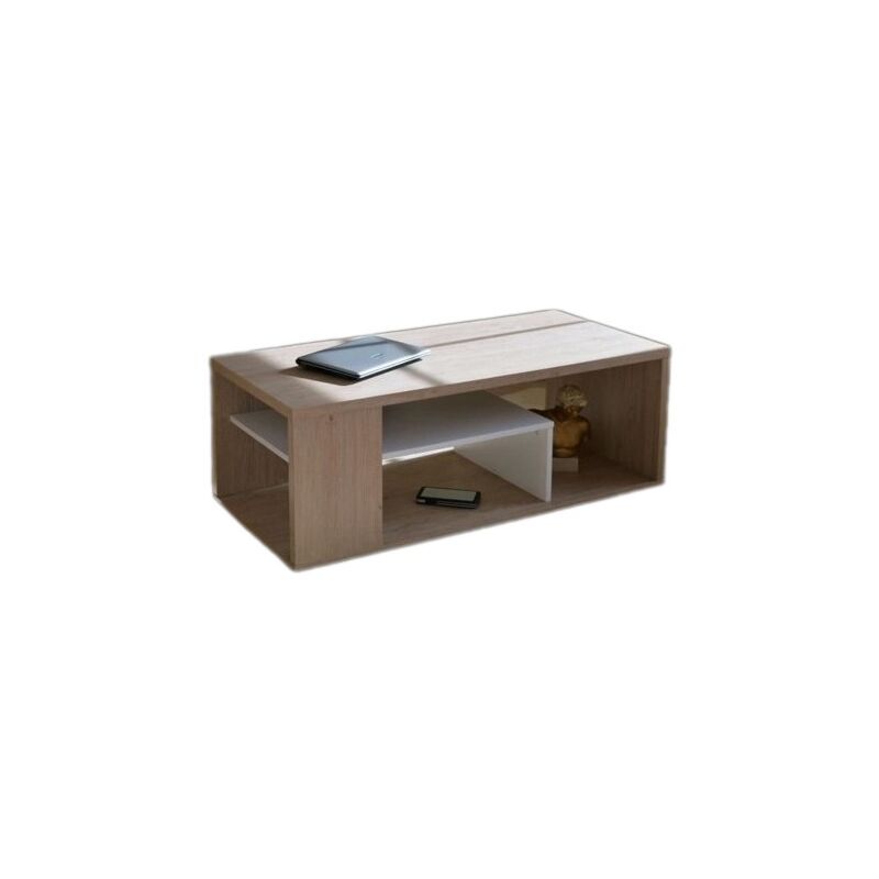 foto del prodotto meublorama tavolino basso melina in rovere e bianco design moderno 111 x 41 x 50 cm