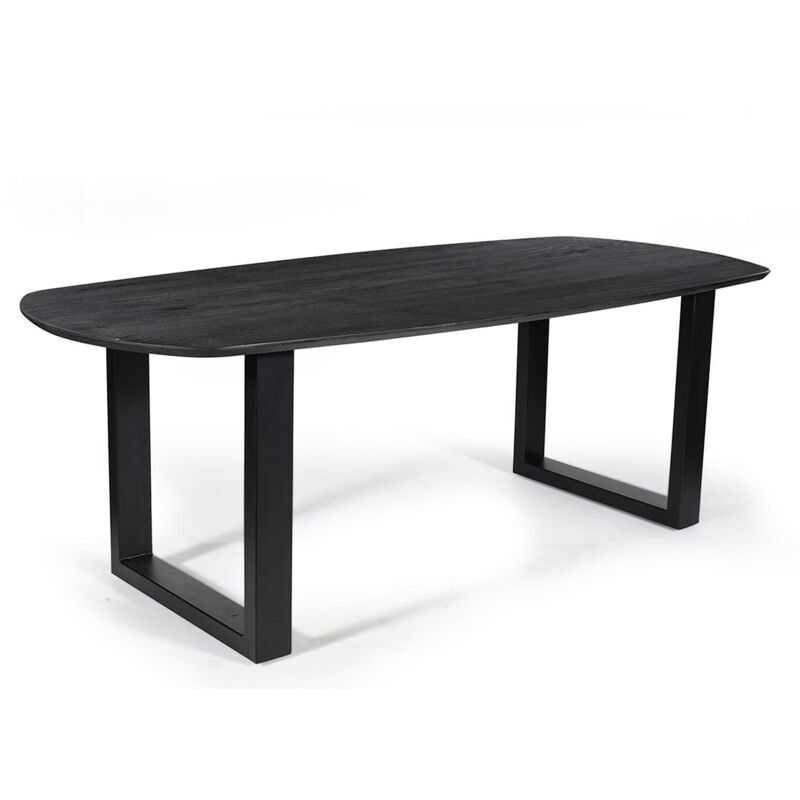 immagine 0 del prodotto meublorama tavolo da pranzo ovale per 8 persone in legno massiccio colore nero collezione franchia. piedi design a u