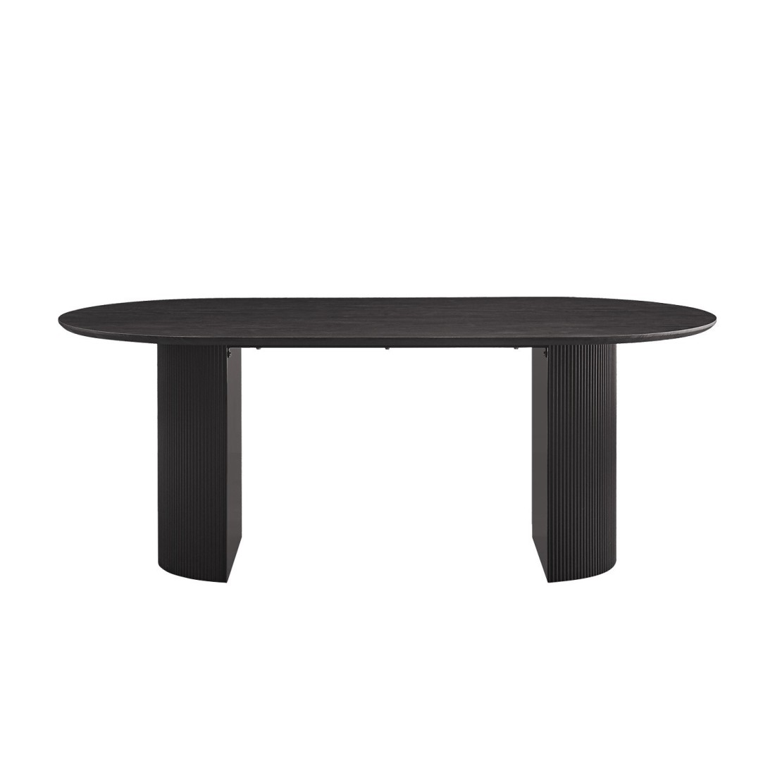 foto del prodotto meublorama tavolo da pranzo ovale vagos effetto legno marrone scuro lunghezza 200cm, ideale per una sala da pranzo accogliente