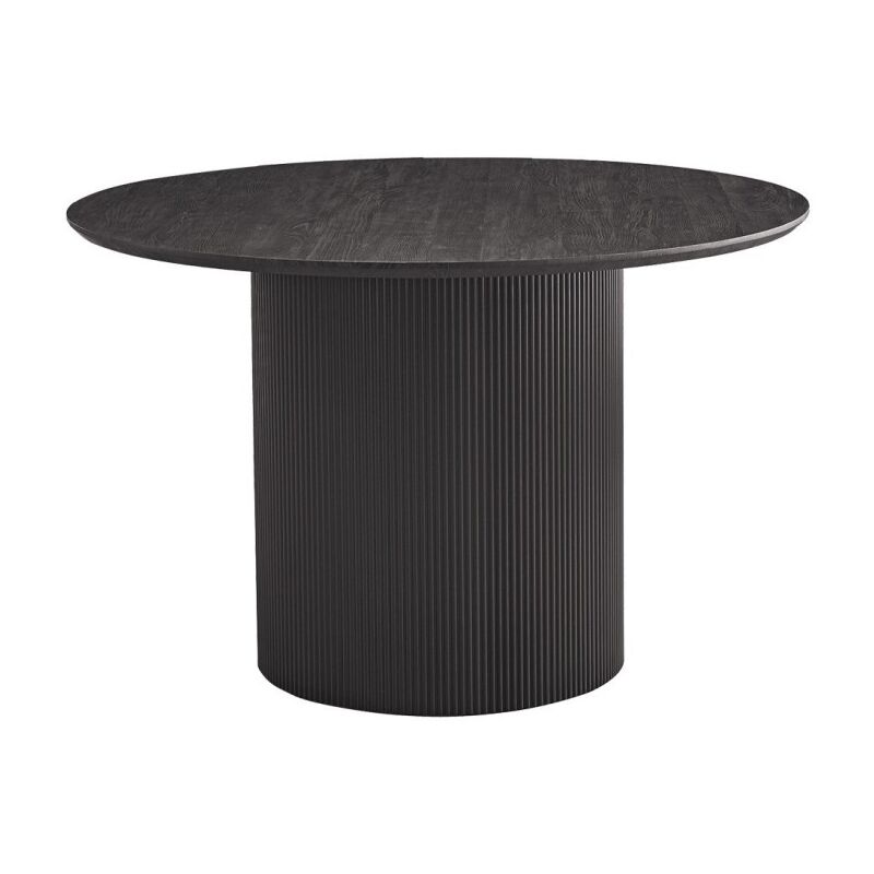 foto del prodotto meublorama - tavolo da pranzo rotondo vagos effetto legno marrone scuro, ideale per una sala da pranzo accogliente.