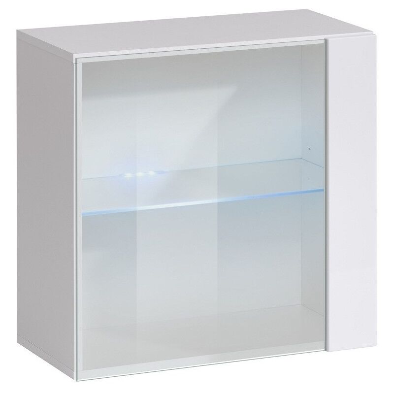 foto del prodotto meublorama vetrina quadrata sospesa bianco collezione switch porta in vetro e led inclusi design moderno