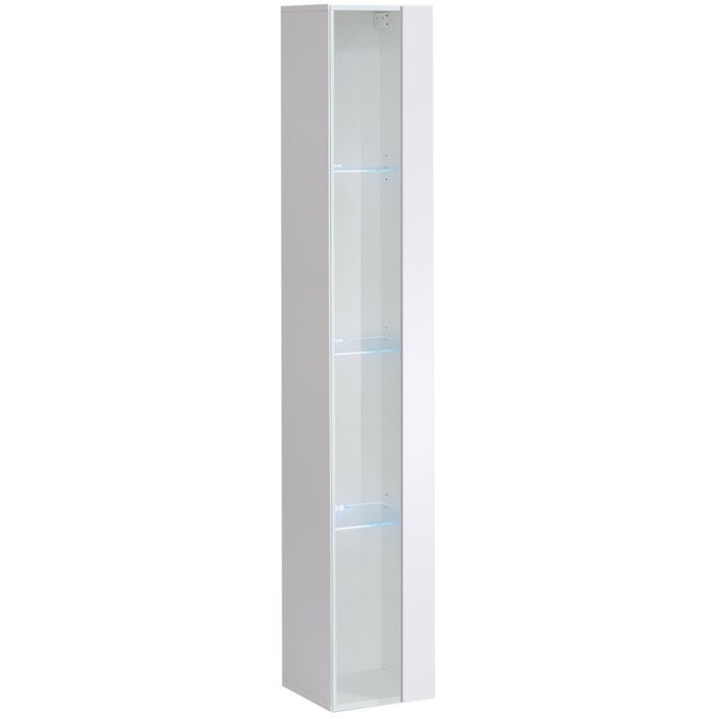 foto del prodotto meublorama vetrina sospesa bianco collezione switch porta in vetro e led inclusi modello grande