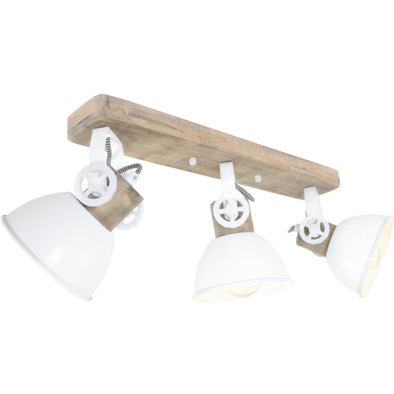foto del prodotto mexlite faretto gearwood bianco metallo legno di gomma 