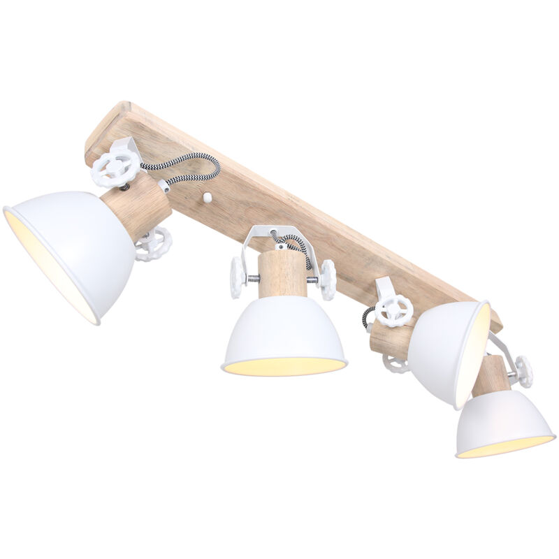 foto del prodotto mexlite faretto gearwood bianco metallo legno di gomma 