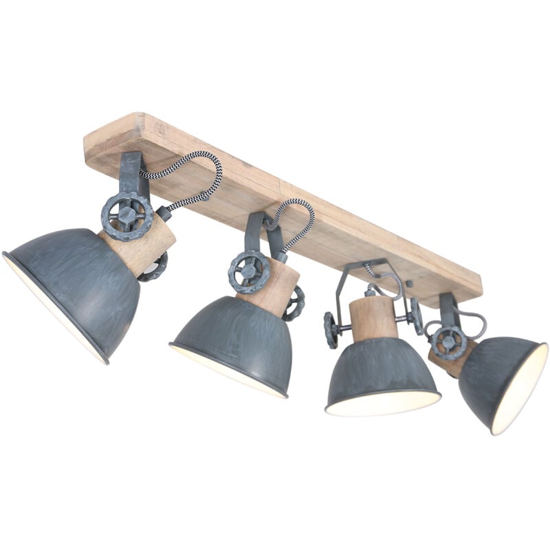foto del prodotto mexlite faretto gearwood grigio metallo legno di gomma 