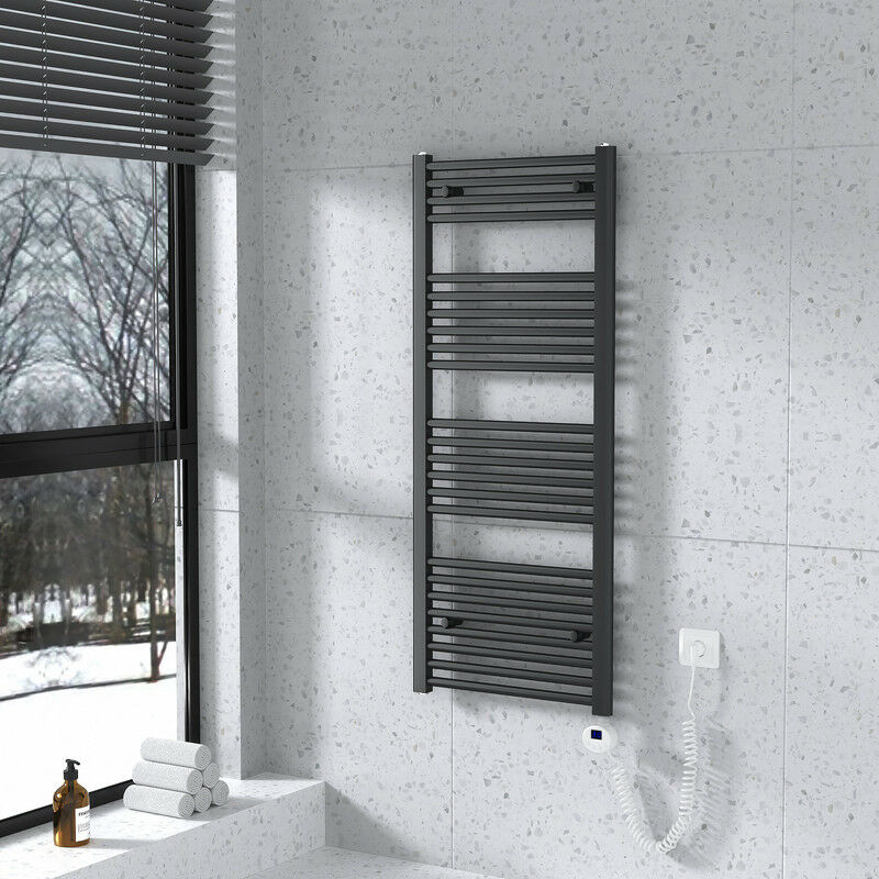 foto del prodotto meykoers scaldasalviette elettrico radiatore antracite 1200 x 500 mm termoarredo elettrico termostato 500 watt
