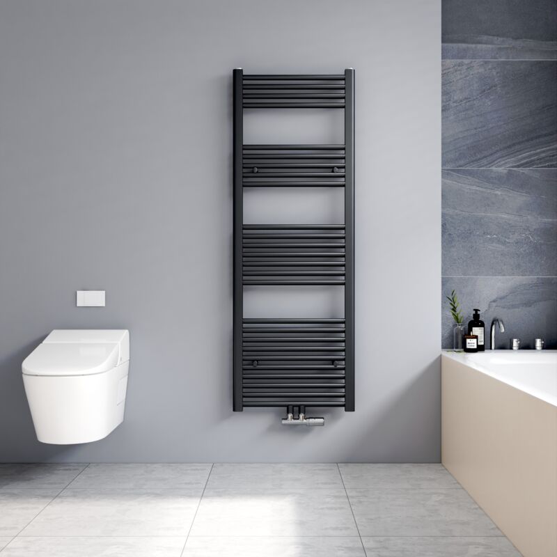 foto del prodotto meykoers termoarredo scaldasalviette antracite 1400x500mm verticale scaldasalviette radiatore acqua calda connessione centrale