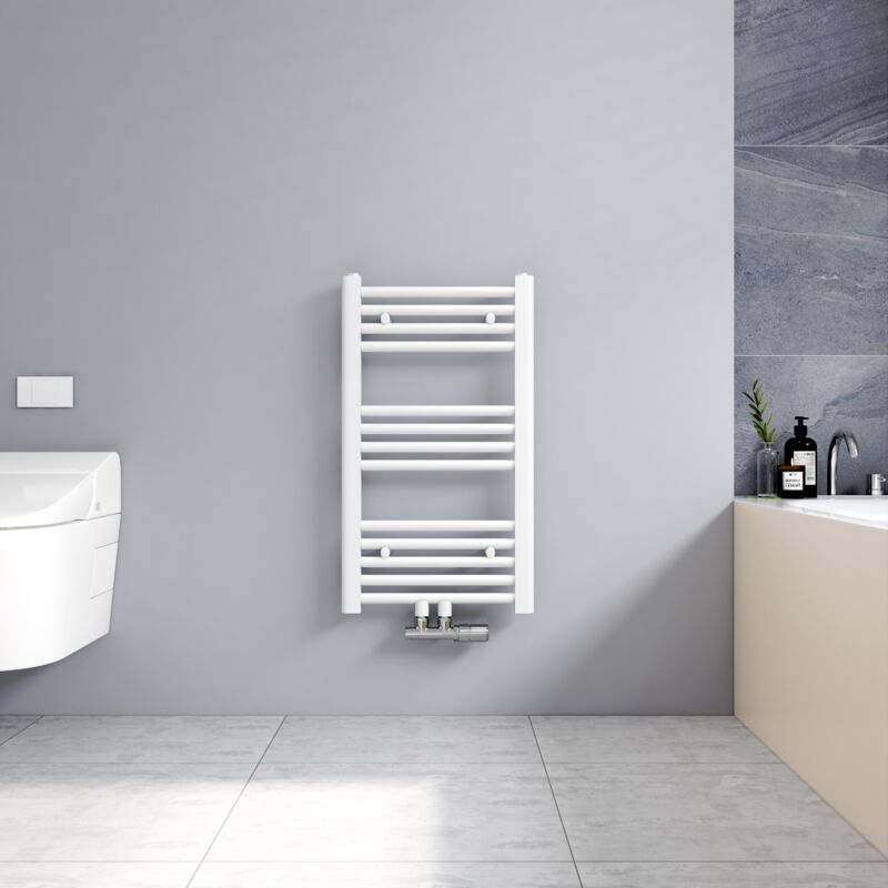 foto del prodotto meykoers termoarredo scaldasalviette bianco 700x400mm verticale scaldasalviette radiatore acqua calda connessione centrale