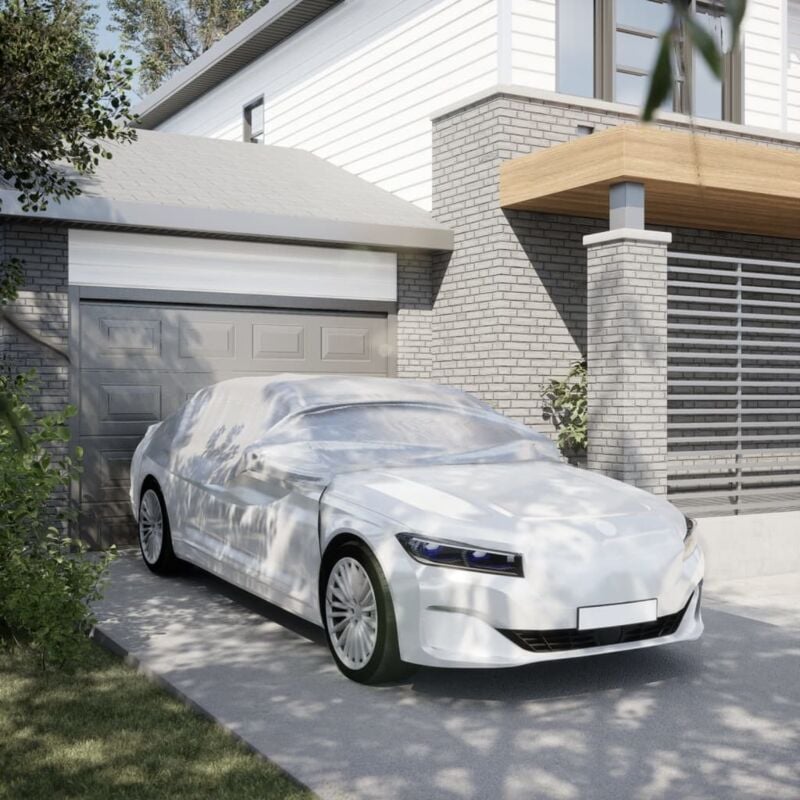 foto del prodotto mezza copertura auto con ganci argento m - vidaxl