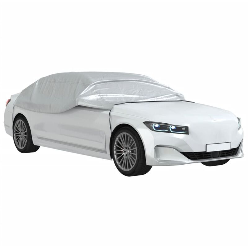 foto del prodotto mezza copertura auto con ganci argento xl peva - vidaxl