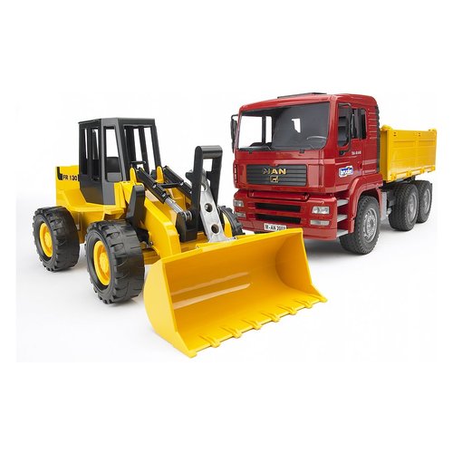 foto del prodotto mezzo cantiere bruder 02752 man set dumper camion e ruspa 1 16