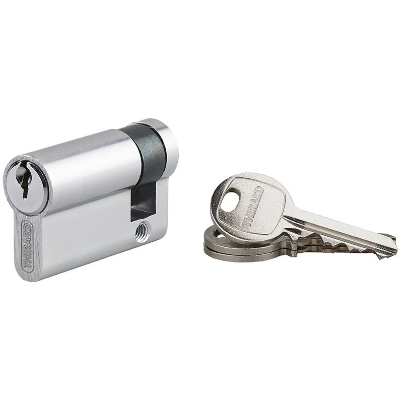 foto del prodotto mezzo cilindro europeo per serratura ecopro, 40x10mm, anti estrazione, 3 chiavi, finitura cromata - thirard