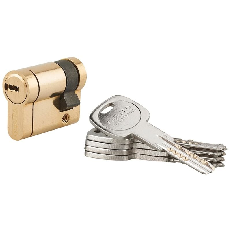 foto del prodotto mezzo cilindro europeo trafic 12 30x10mm, ottone, antiperforazione, antirottura, 5 chiavi piatte reversibili- thirard