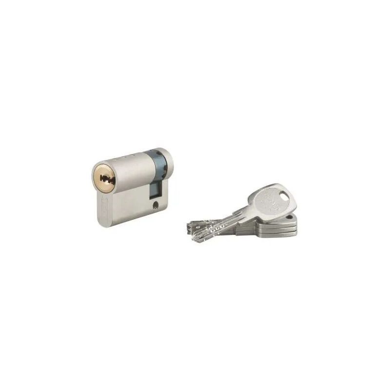 foto del prodotto mezzo cilindro profilo trafic 6, ottone nichelato, 30x10, 5 chiavi