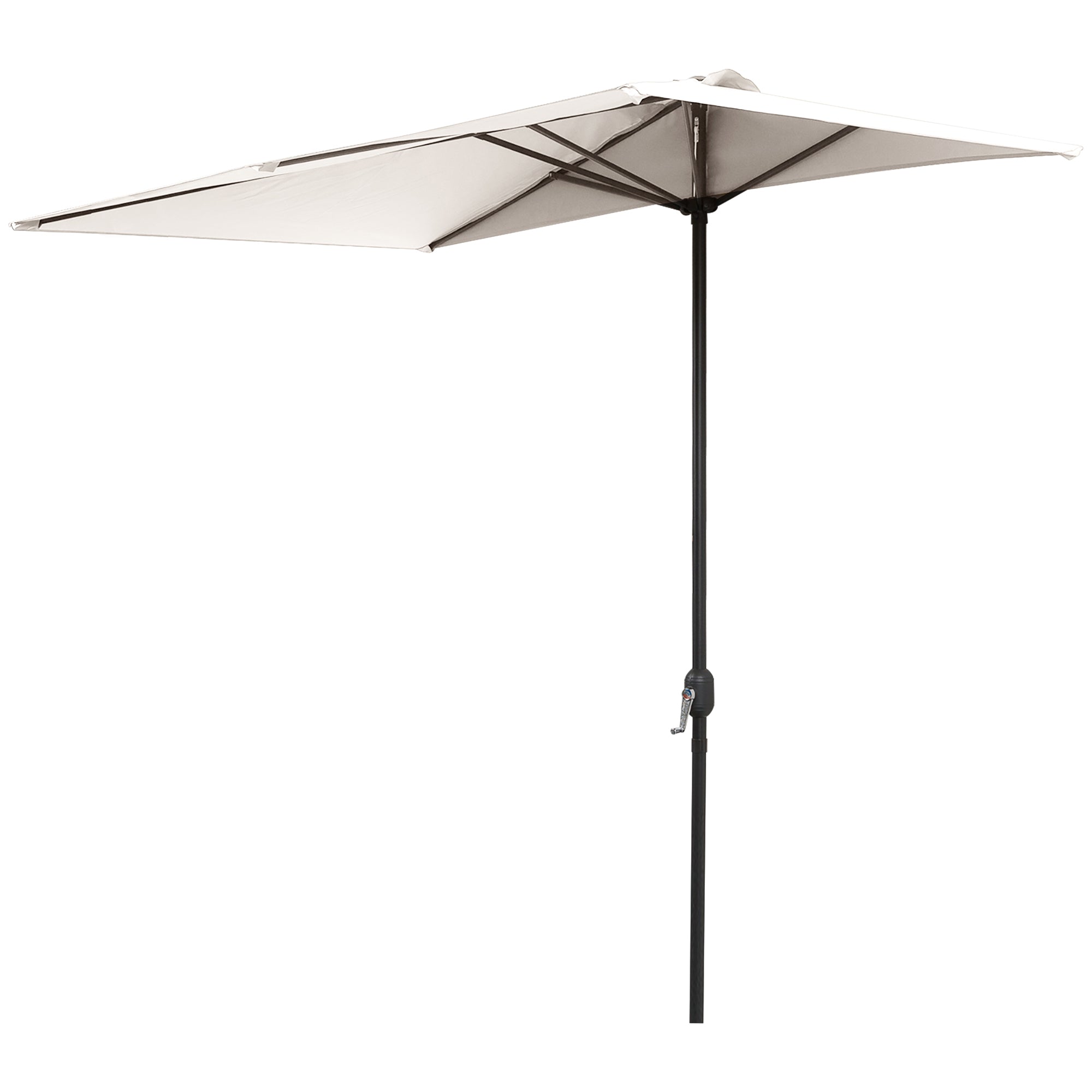 foto del prodotto mezzo ombrellone da giardino mezzaluna 230 x130x245 cm con apertura a manovella crema