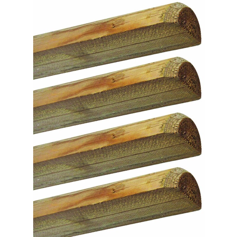 foto del prodotto mezzo palo in legno per recinzioni tondo senza punta giardino 4 pz formato 8 h 250