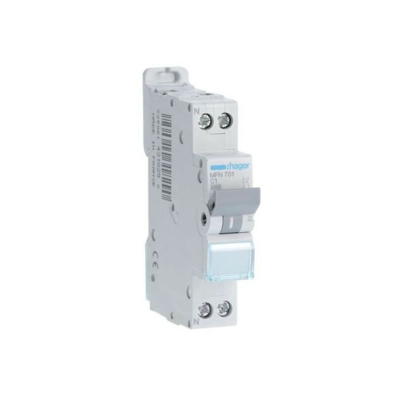 foto del prodotto mfn701 interruttore automatico 1p n 1a curva c hager