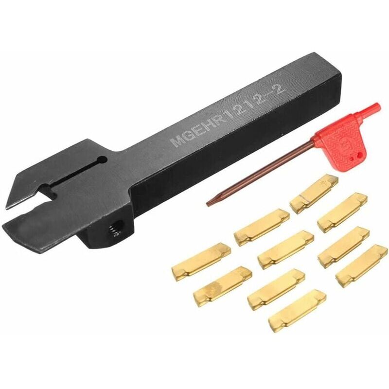 foto del prodotto mgehr 1212 2 utensile per tornitura in metallo duro e 1 chiave per utensili per tornitura per lavorazione dei metalli per tornio cnc o tornio