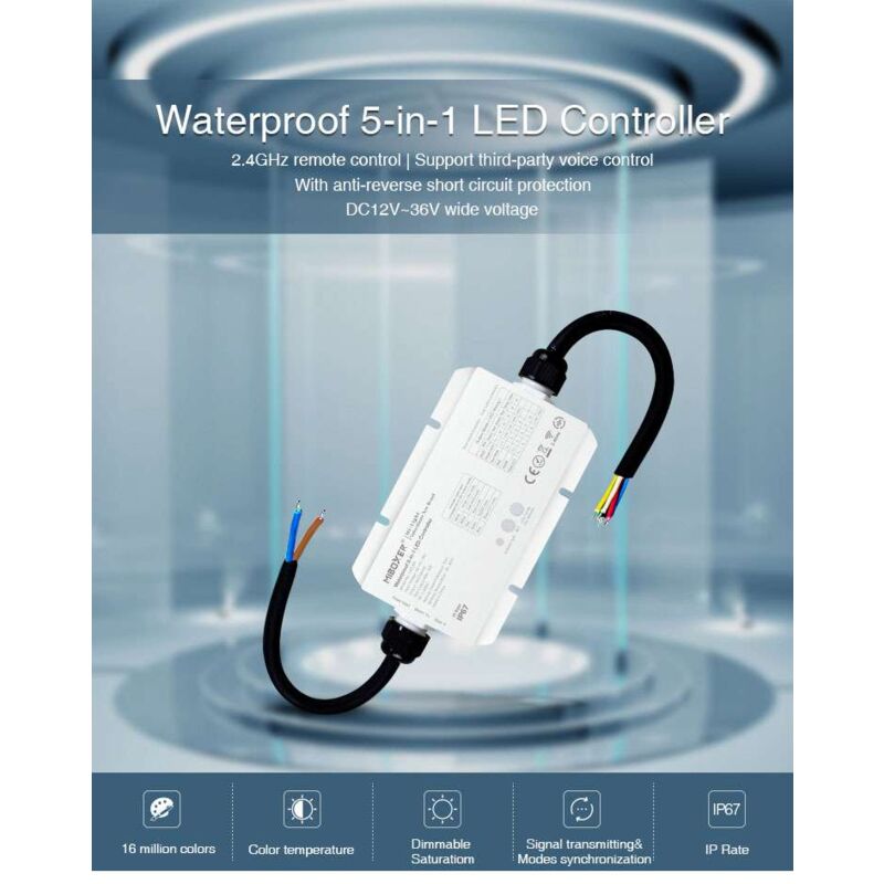 foto del prodotto mi light controller led radio frequenza ctc rgb rgbw rgbcct impermeabile ip67 5 in 1 dc12 36v