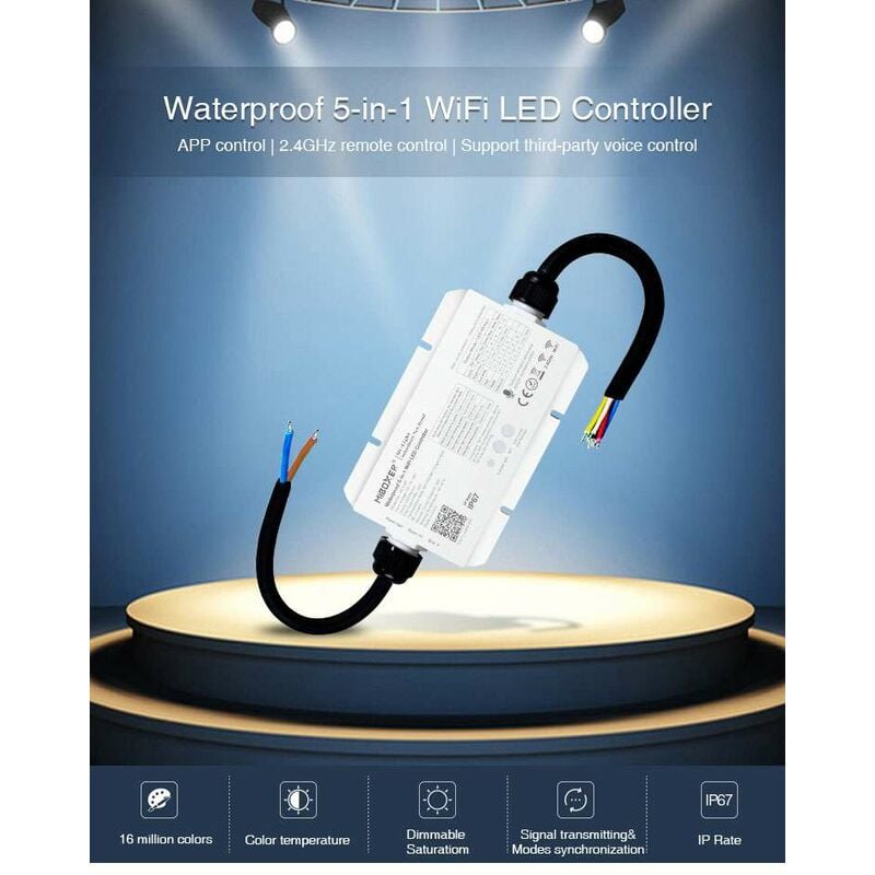 foto del prodotto mi light impermeabile ip67 5 in 1 controller dc12 led wifi ctc rgb per mini spot led