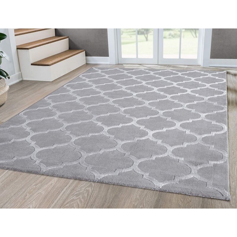 foto del prodotto mia s teppiche anna tappeto moderno per soggiorno, a pelo corto, 12 mm, poliestere, grigio, 080x150 cm