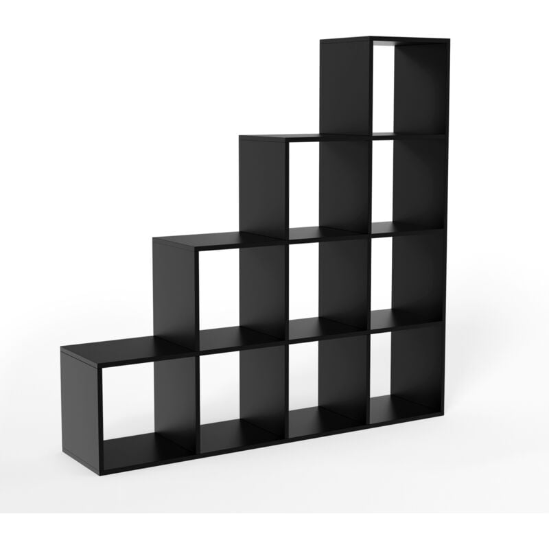 foto del prodotto miadomodo libreria scaffale a cubi 10 scompartimenti, in mdf, 129,5x29x129,5 cm, nero biblioteca mobile per libri, cubi arredo, libreria a