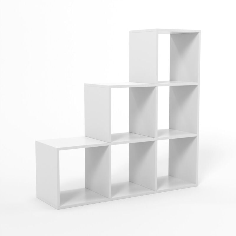 immagine 0 del prodotto miadomodo libreria scaffale a cubi 6 scompartimenti, mdf, 97,5x29x97,5 cm, bianco biblioteca mobile per libri, cubi arredo, libreria a scala,