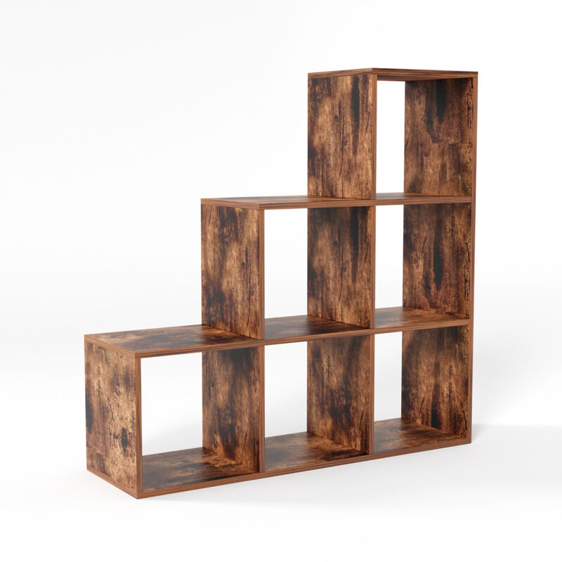 foto del prodotto miadomodo libreria scaffale a cubi 6 scompartimenti, mdf, 97,5x29x97,5 cm, marrone vintage biblioteca mobile per libri, cubi arredo, libreria a