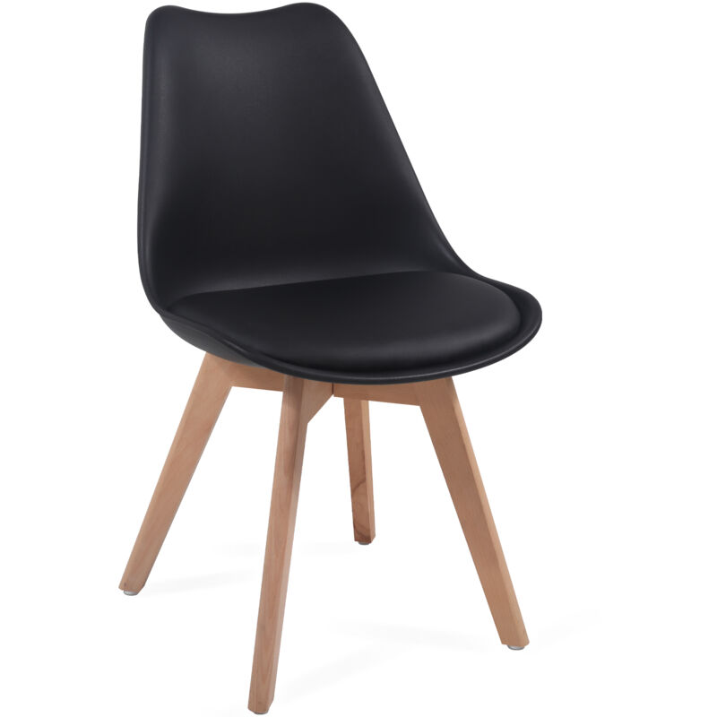 foto del prodotto miadomodo sedie nordiche set da 2, gambe in legno di faggio, seduta imbottita, schienale ergonomico, stile moderno, nero sedia da cucina, design