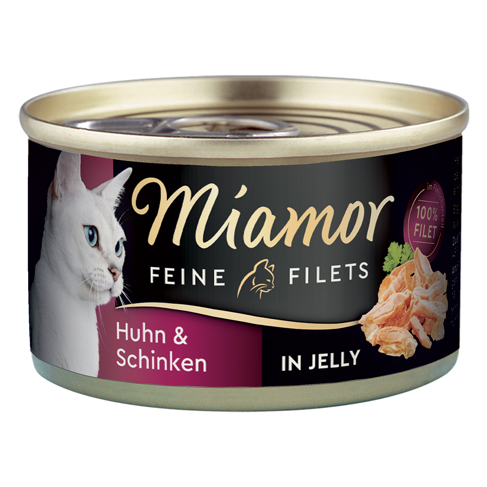 foto del prodotto miamor delicato filetto in gelatina lattine 6 x 100 g pollo prosciutto