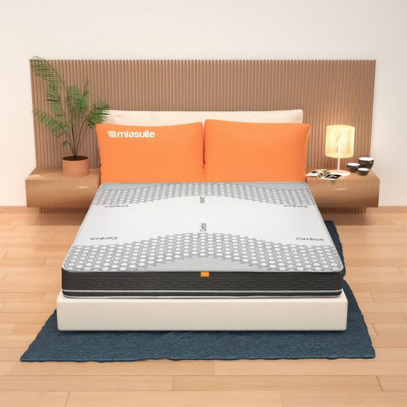 foto del prodotto miasuite materasso molle insacchettate e memory singolo 80x190, alto 25 cm rivestimento carbon. zefiro