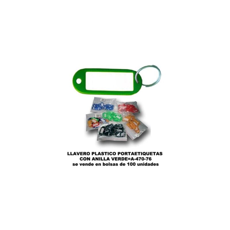 foto del prodotto mibricotienda porta etichetta portachiavi in plastica 20x55 mm con anello verde 470 76