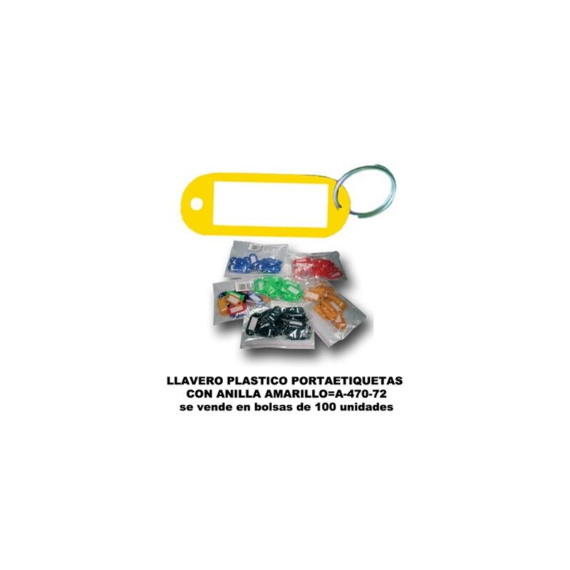 foto del prodotto mibricotienda portaetichetta portachiavi in plastica 20x55mm con anello giallo a 470 72