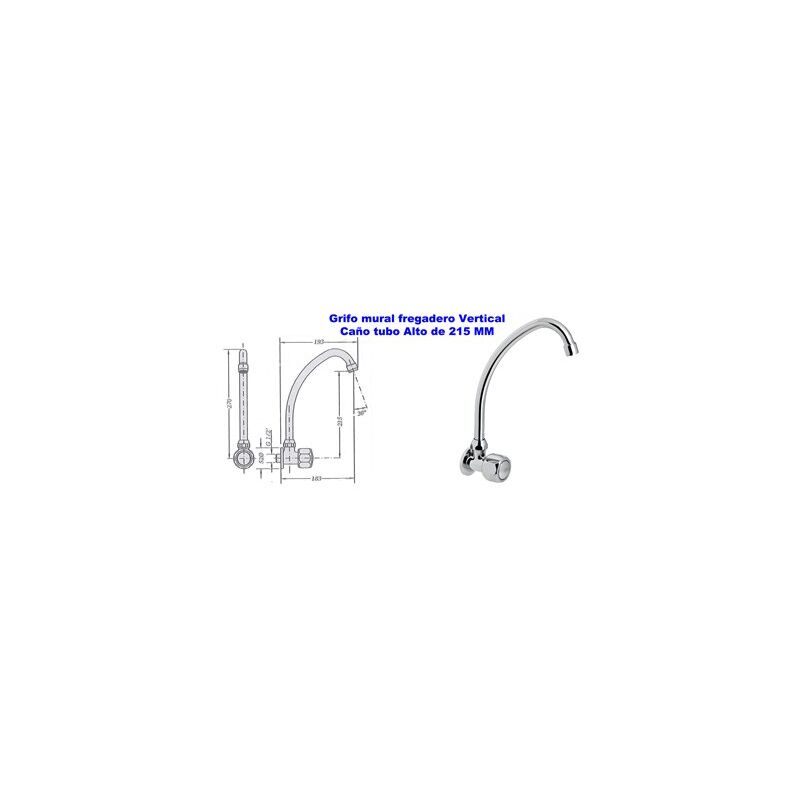 foto del prodotto mibricotienda rubinetto lavabo verticale a parete alto 22 cm genebre 68083 114566
